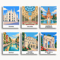 Milan travel poster mini paint by numbers collection