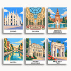 Milan travel poster mini paint by numbers collection