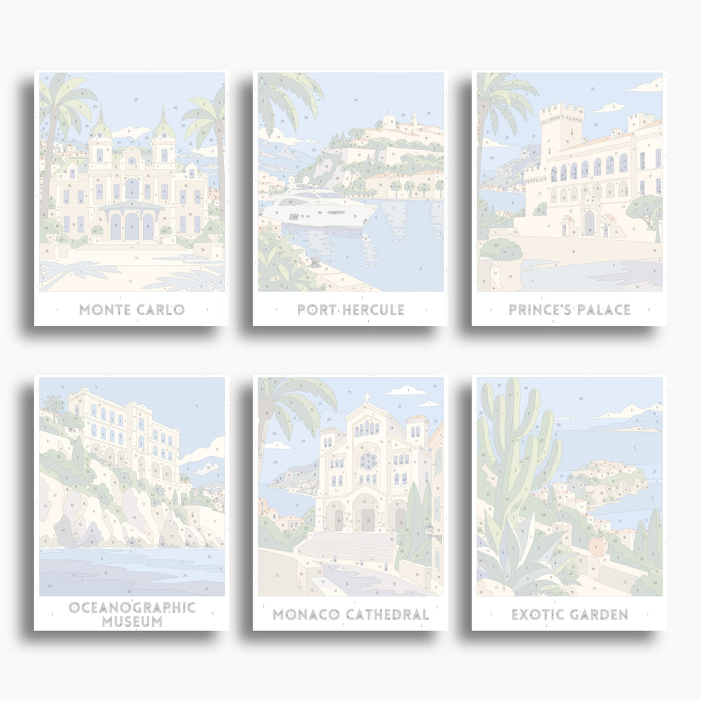 Monaco travel poster mini paint by numbers collection