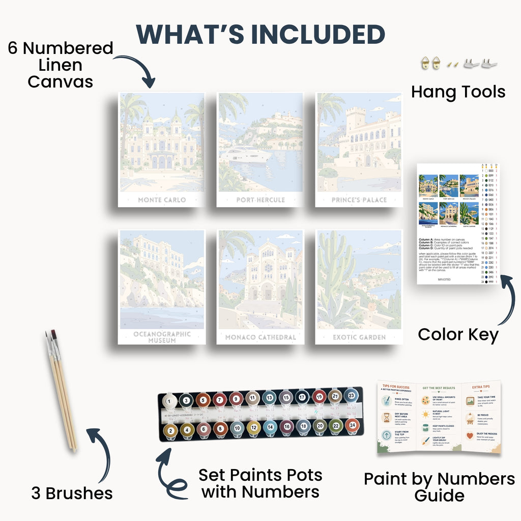 Monaco travel poster mini paint by numbers collection