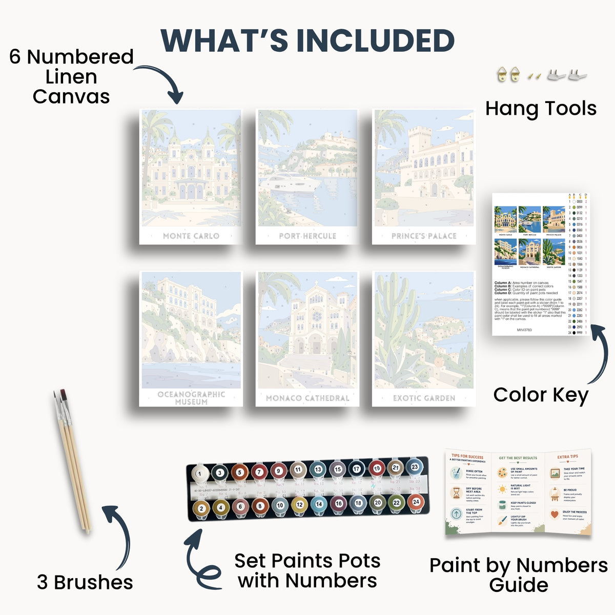 Monaco travel poster mini paint by numbers collection