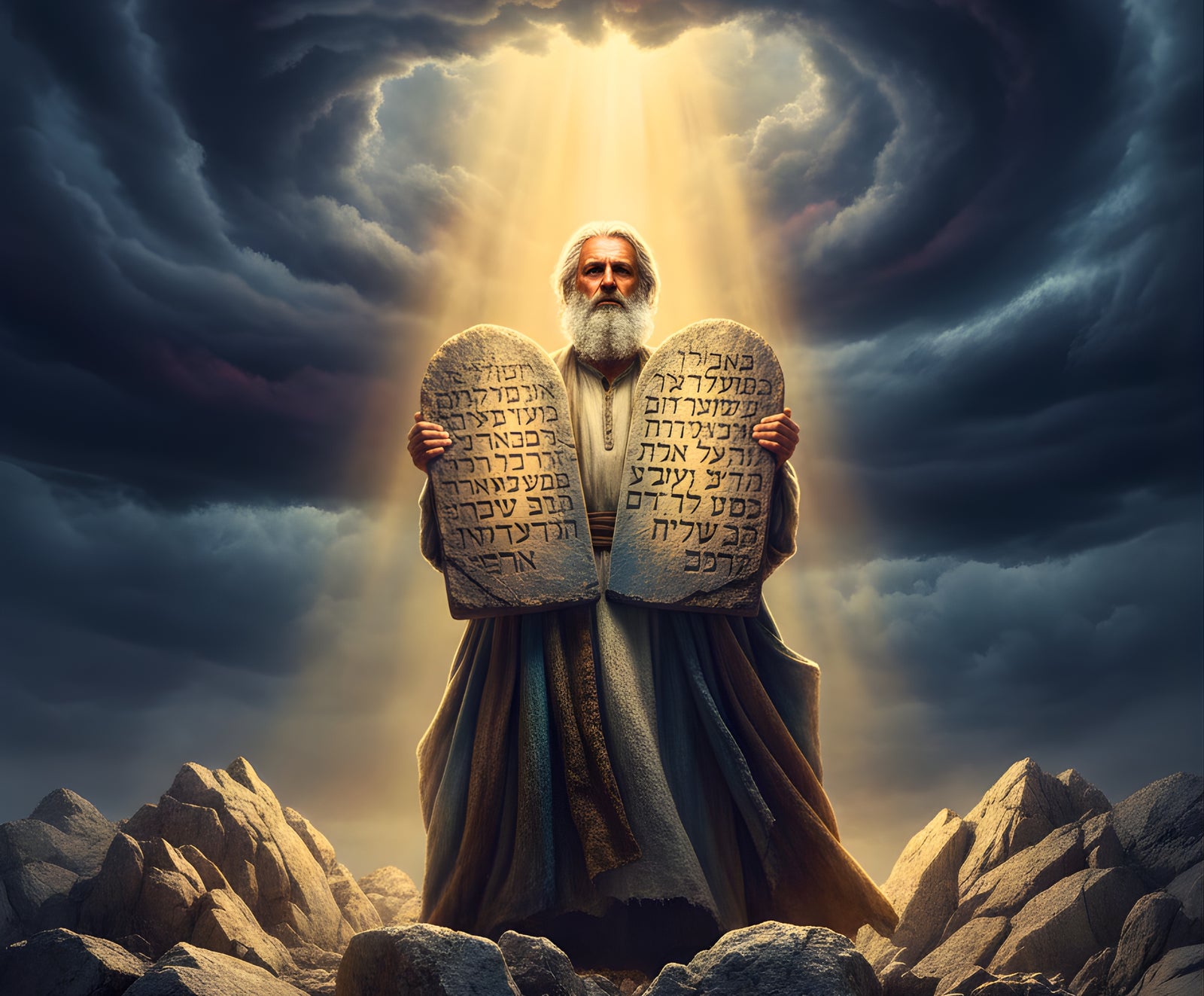 Moses and the Ten Commandments paint by numbers artwork