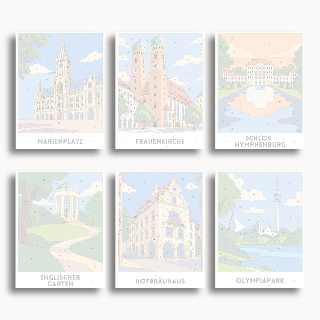 Munich travel poster mini paint by numbers collection