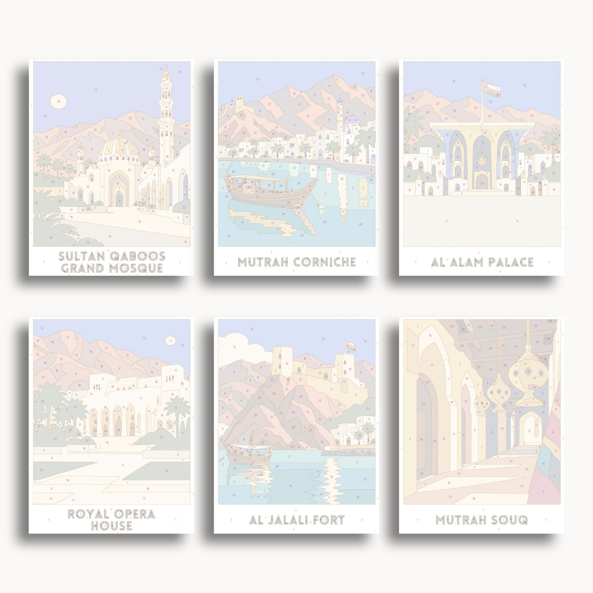 Muscat travel poster mini paint by numbers collection