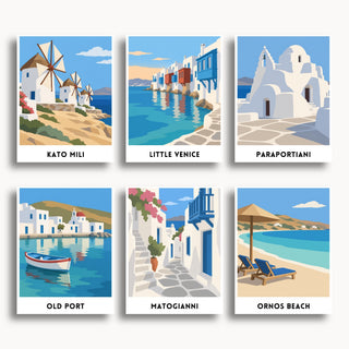 Mykonos travel poster mini paint by numbers collection