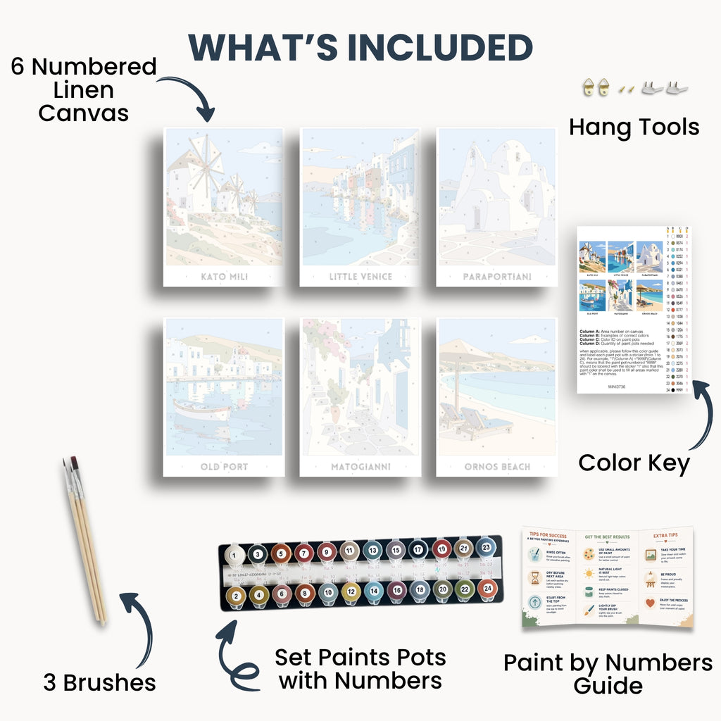 Mykonos travel poster mini paint by numbers collection