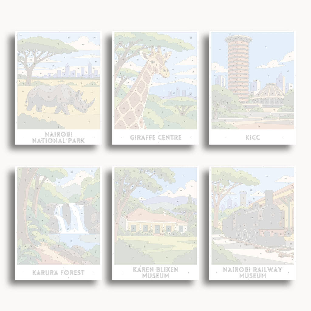 Nairobi travel poster mini paint by numbers collection