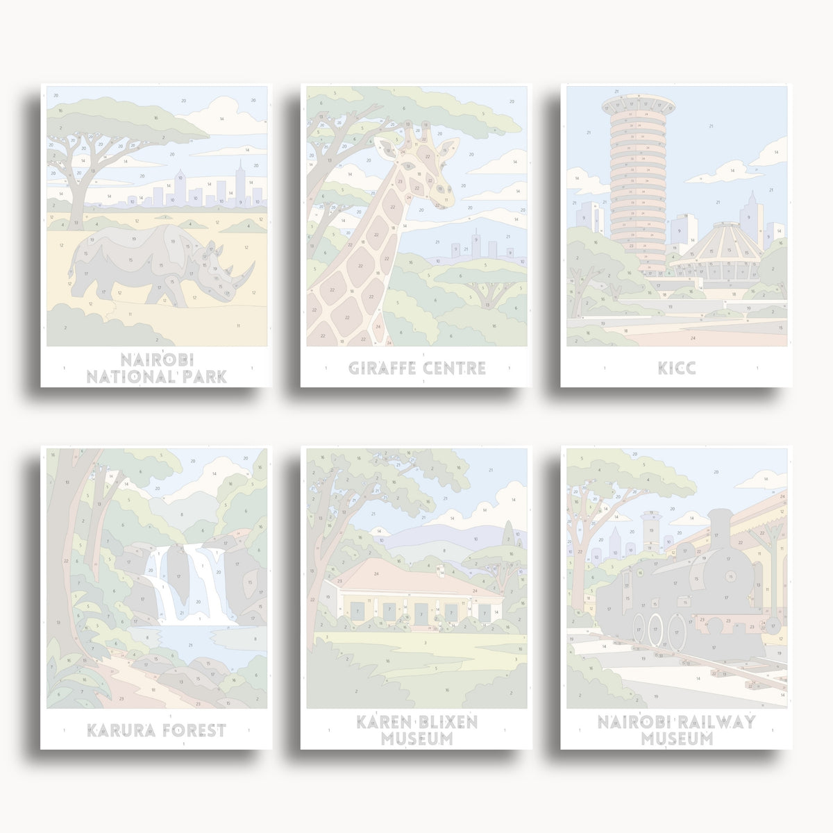 Nairobi travel poster mini paint by numbers collection