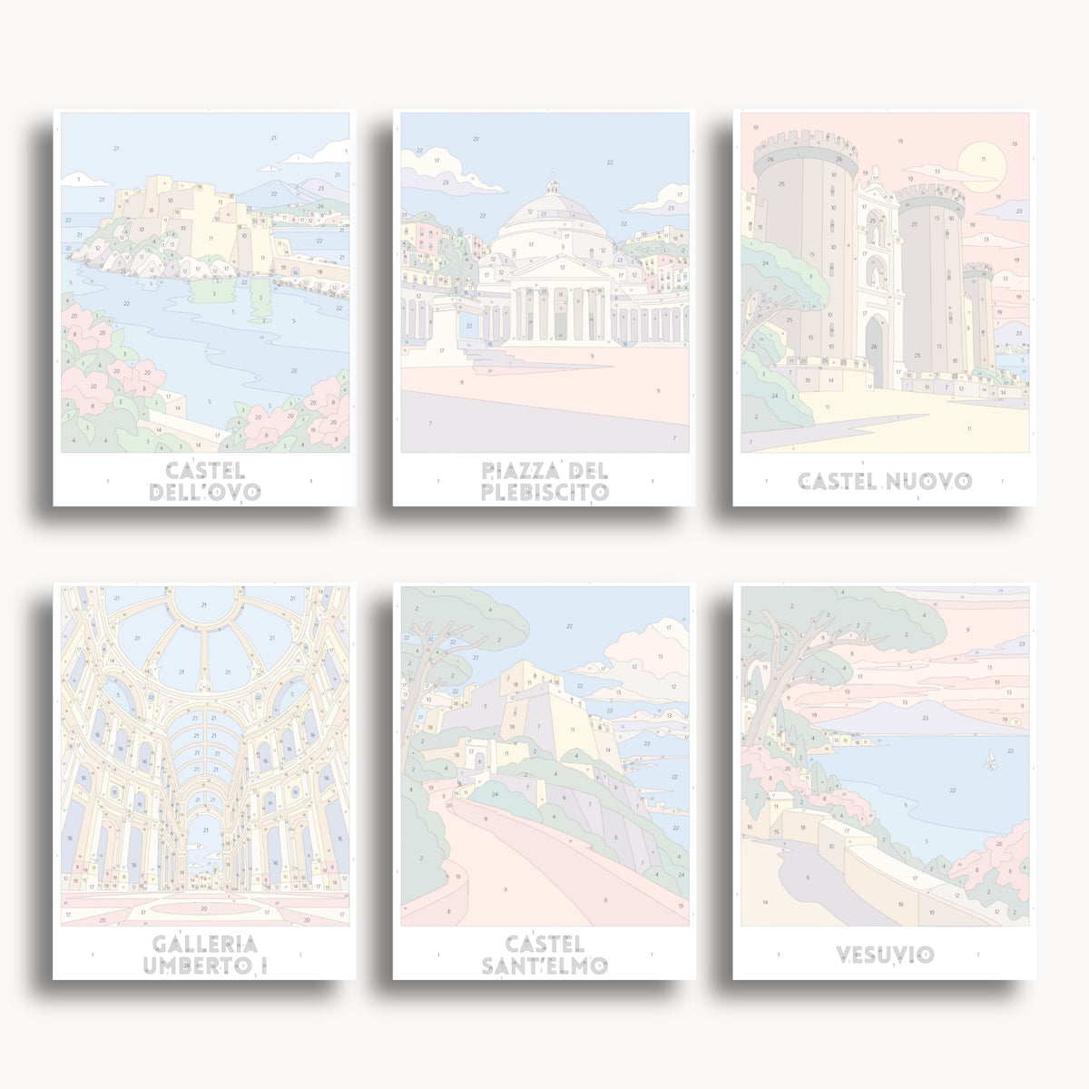 Naples travel poster mini paint by numbers collection