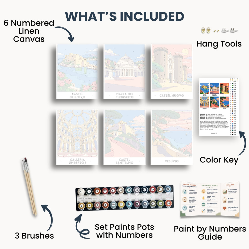 Naples travel poster mini paint by numbers collection