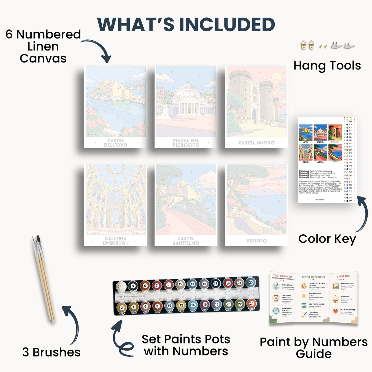 Naples travel poster mini paint by numbers collection