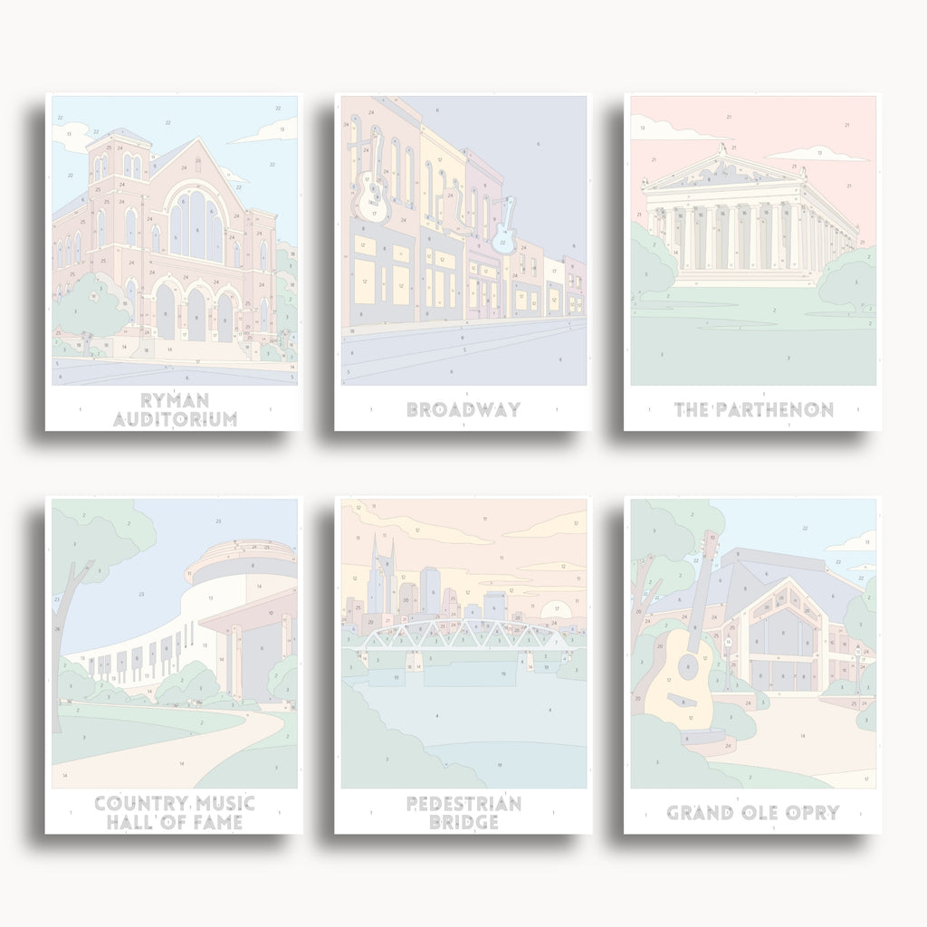 Nashville travel poster mini paint by numbers collection