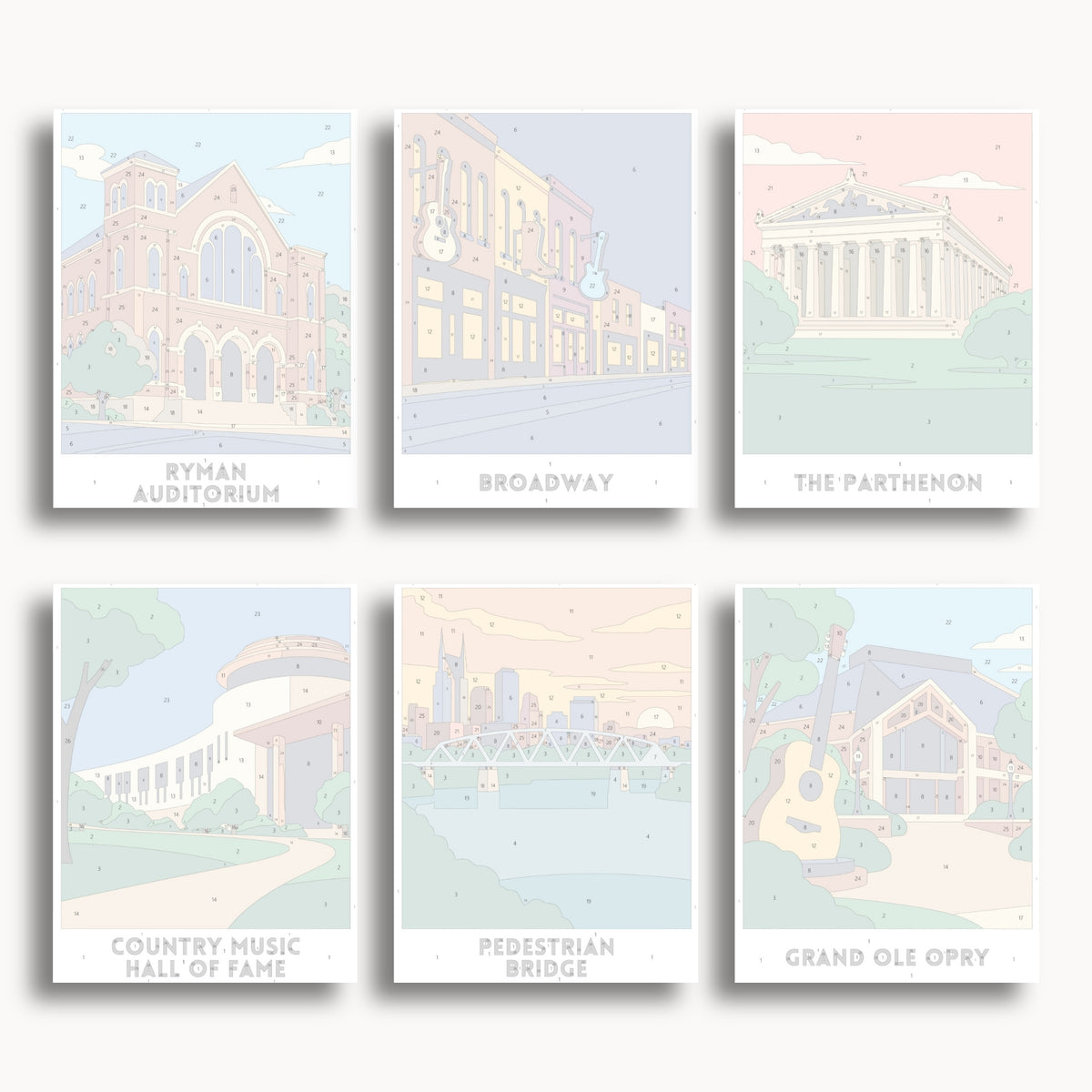Nashville travel poster mini paint by numbers collection