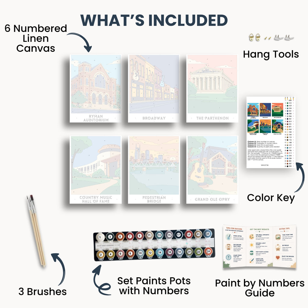Nashville travel poster mini paint by numbers collection