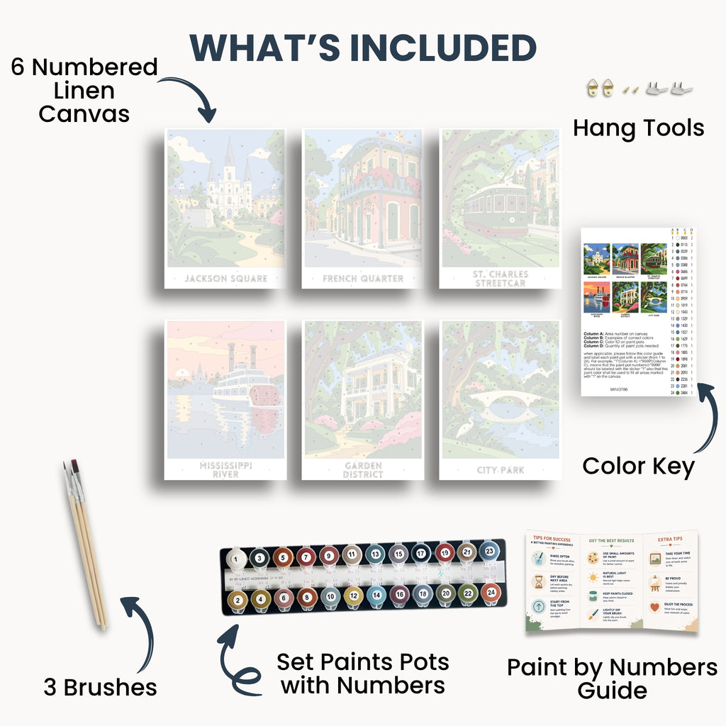 New Orleans travel poster mini paint by numbers collection