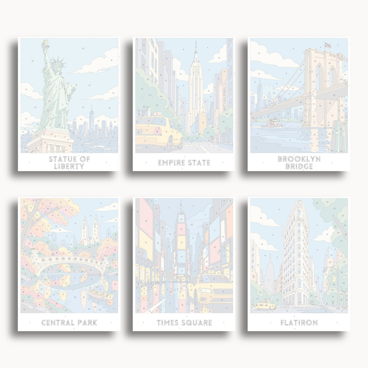 New York travel poster mini paint by numbers collection