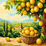 New paint by numbers kit with vibrant lemon tree and Mediterranean countryside scene