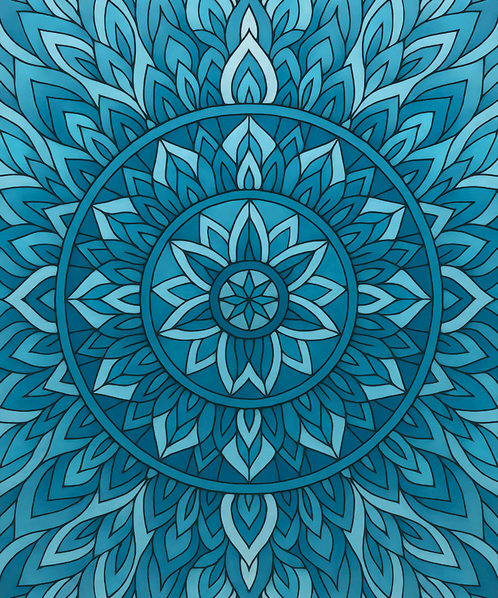 Close-up of the Ocean Mind Mandala linen canvas showing detailed numbered sections for easy and precise painting