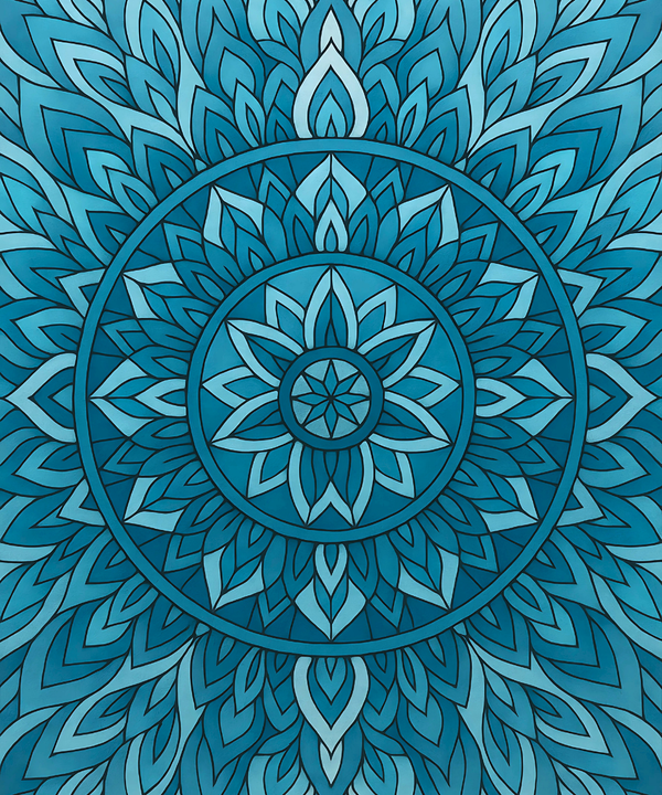 Close-up of the Ocean Mind Mandala linen canvas showing detailed numbered sections for easy and precise painting