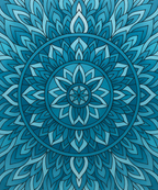 Close-up of the Ocean Mind Mandala linen canvas showing detailed numbered sections for easy and precise painting