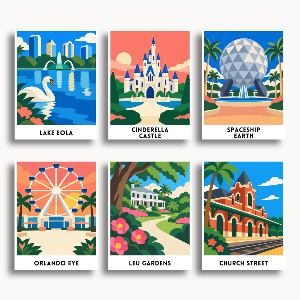 Orlando travel poster mini paint by numbers collection