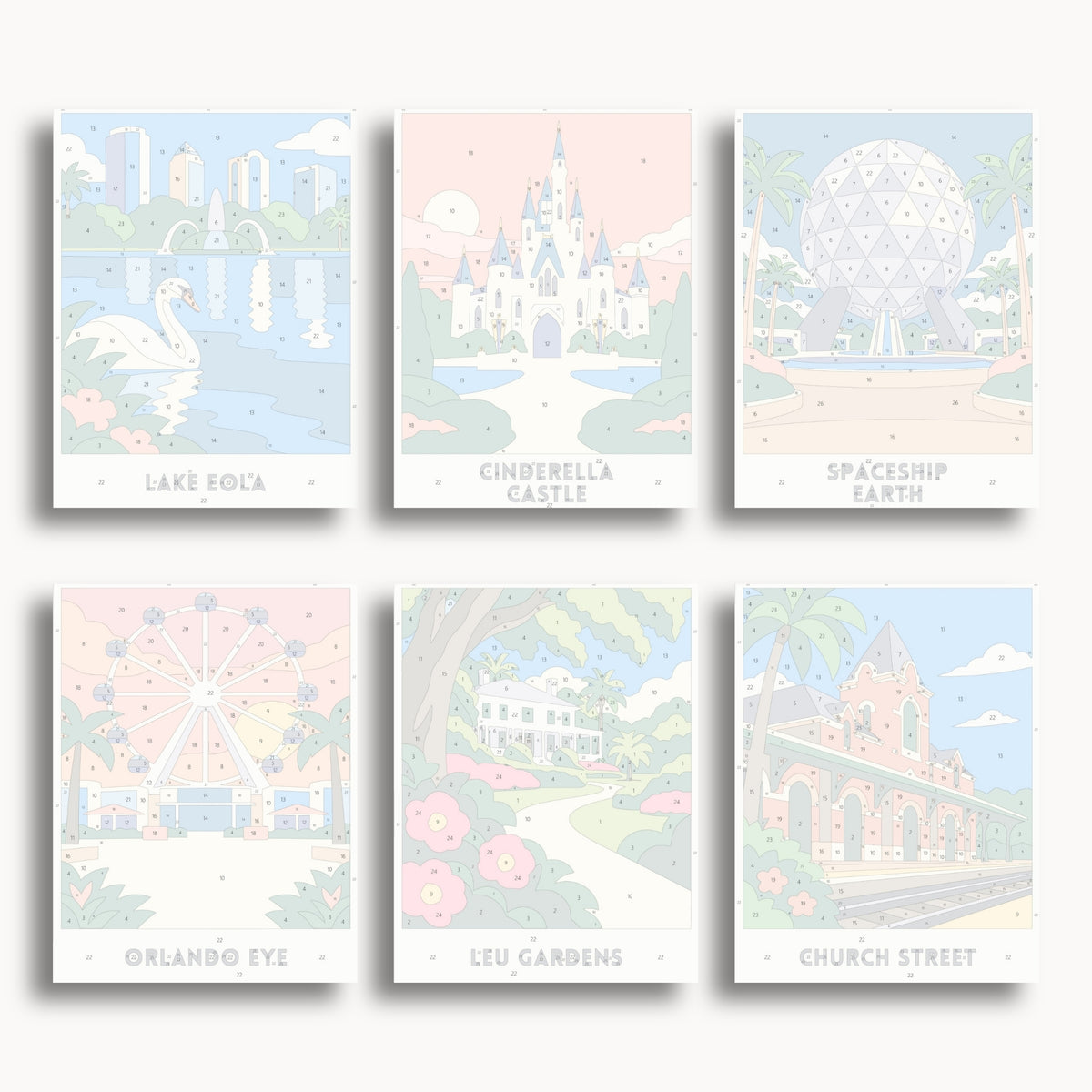 Orlando travel poster mini paint by numbers collection