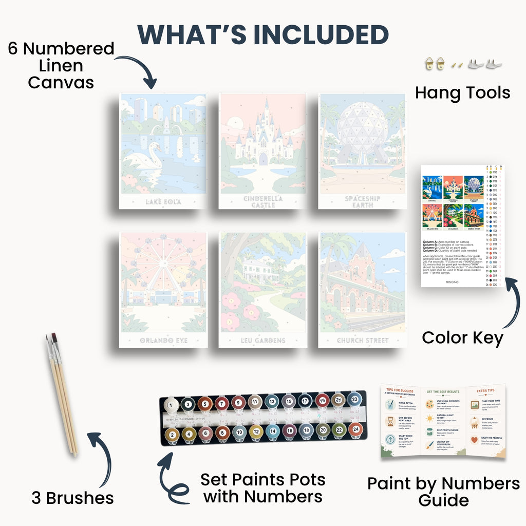 Orlando travel poster mini paint by numbers collection