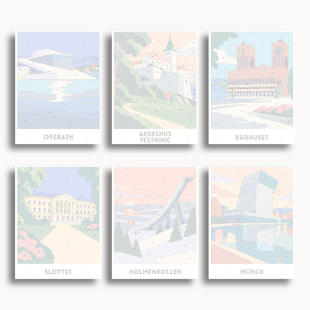 Oslo travel poster mini paint by numbers collection