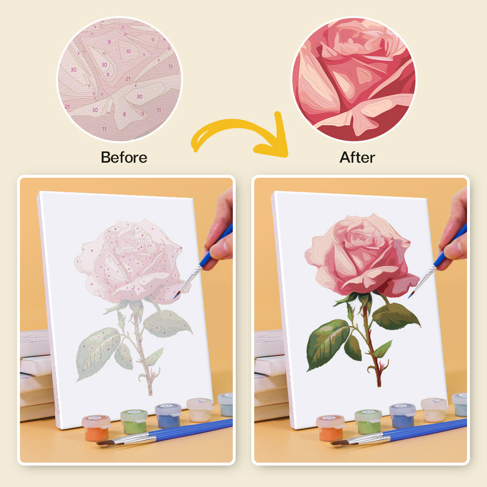 Partially painted mini canvas from Blossom Symphony kit with flowers