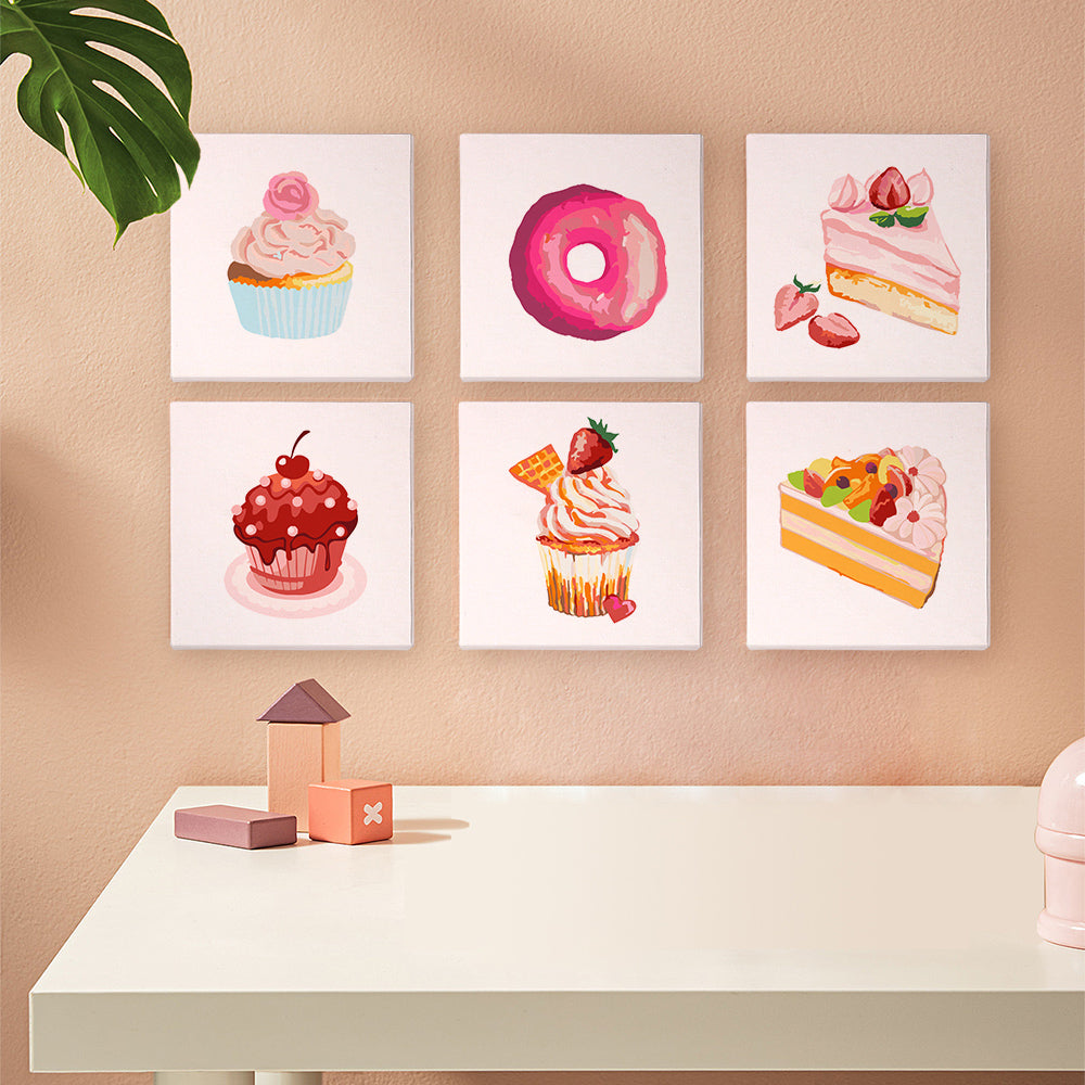 Dessert Dreams mini painting kit with a pastel cake illustration