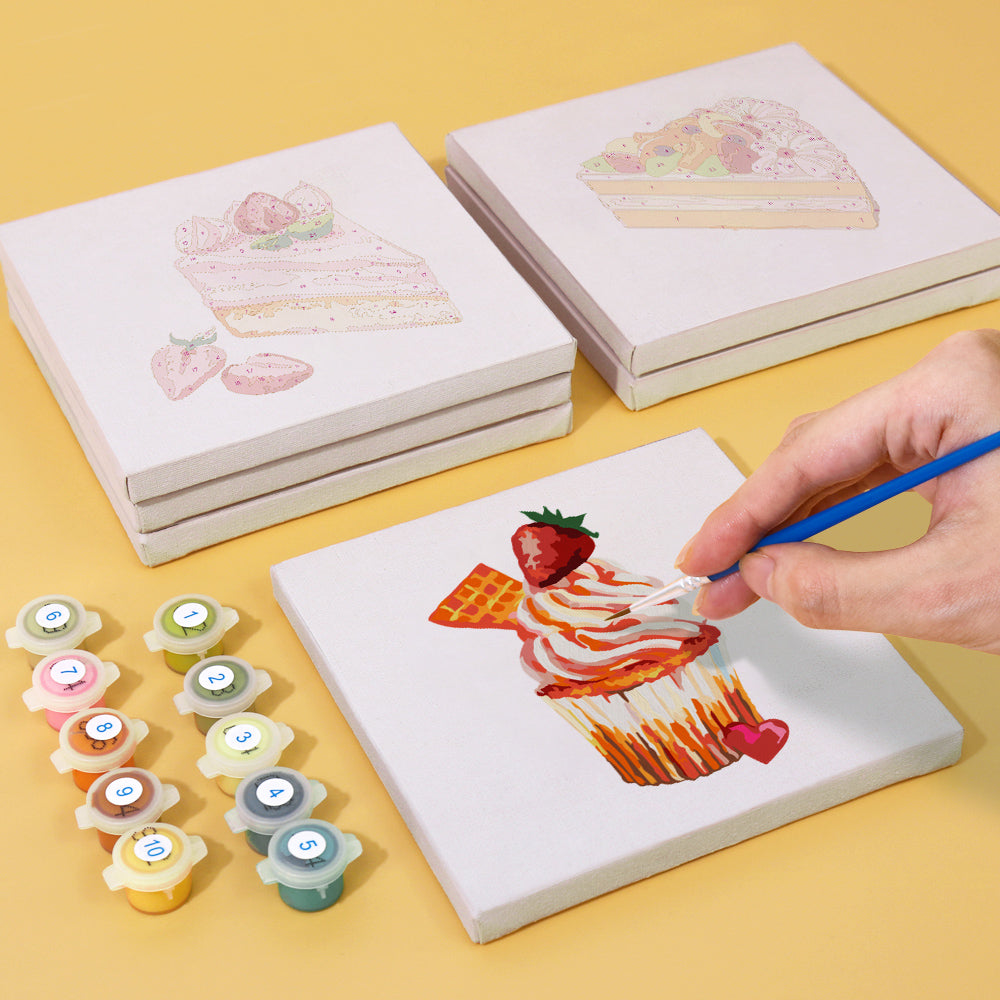 Dessert Dreams Mini Paint by Numbers Kit with a colorful cupcake design
