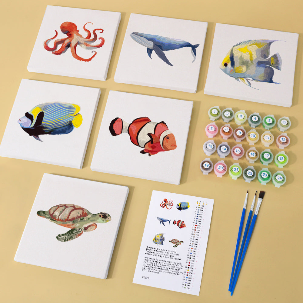 Painting a miniature seahorse in underwater setting