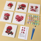 Colorful Love in Bloom Mini Paint by Numbers flowers partially painted