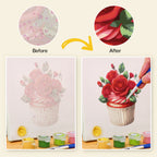 Person painting Love in Bloom Mini Paint by Numbers with small brush