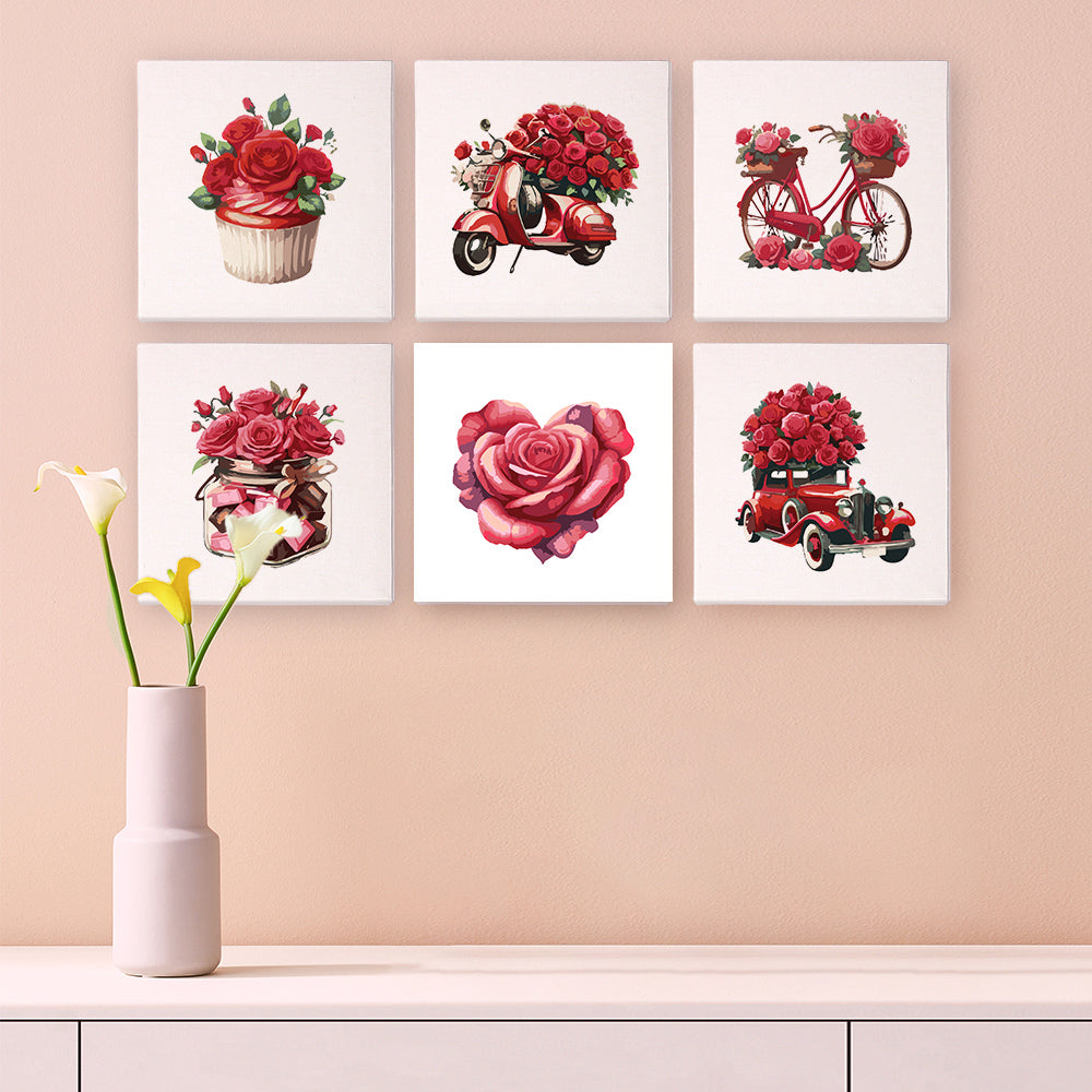Love in Bloom Mini Paint by Numbers Kit with paint palette and reference guide