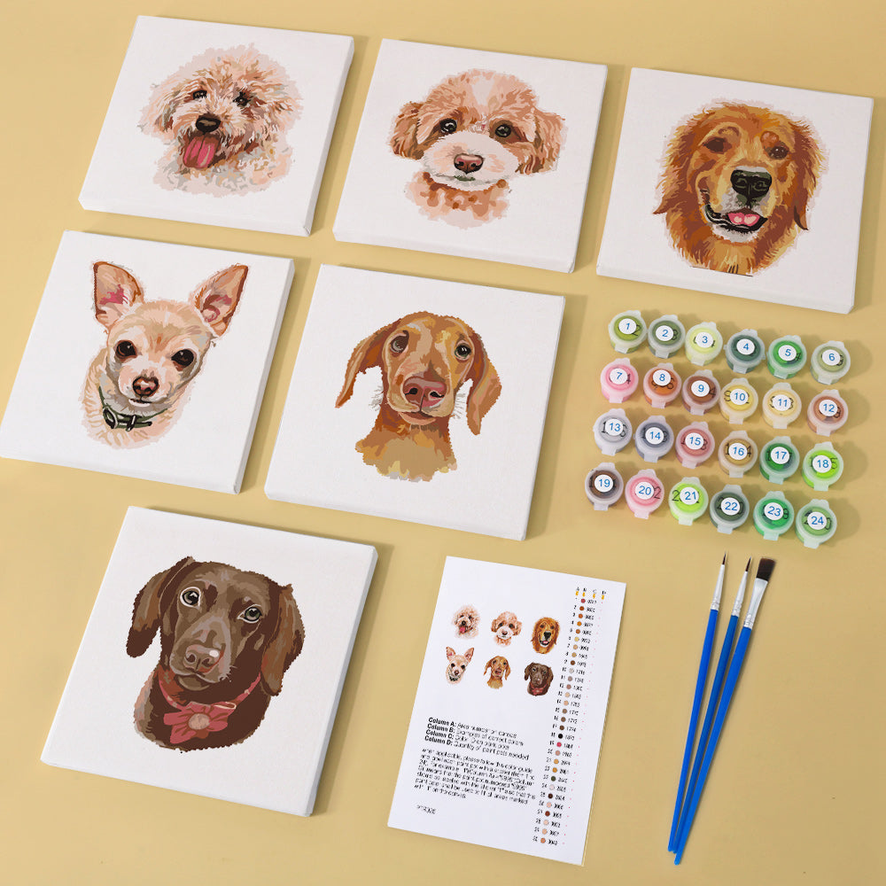 Completed Pawfect Pals paint by numbers dog painting