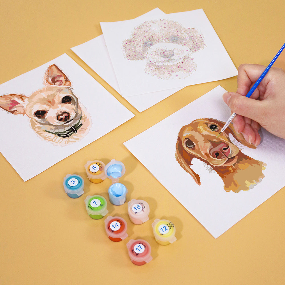 Pawfect Pals mini paint by numbers featuring cartoon animals