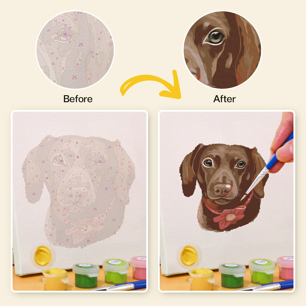 Artist painting a Pawfect Pals puppy canvas