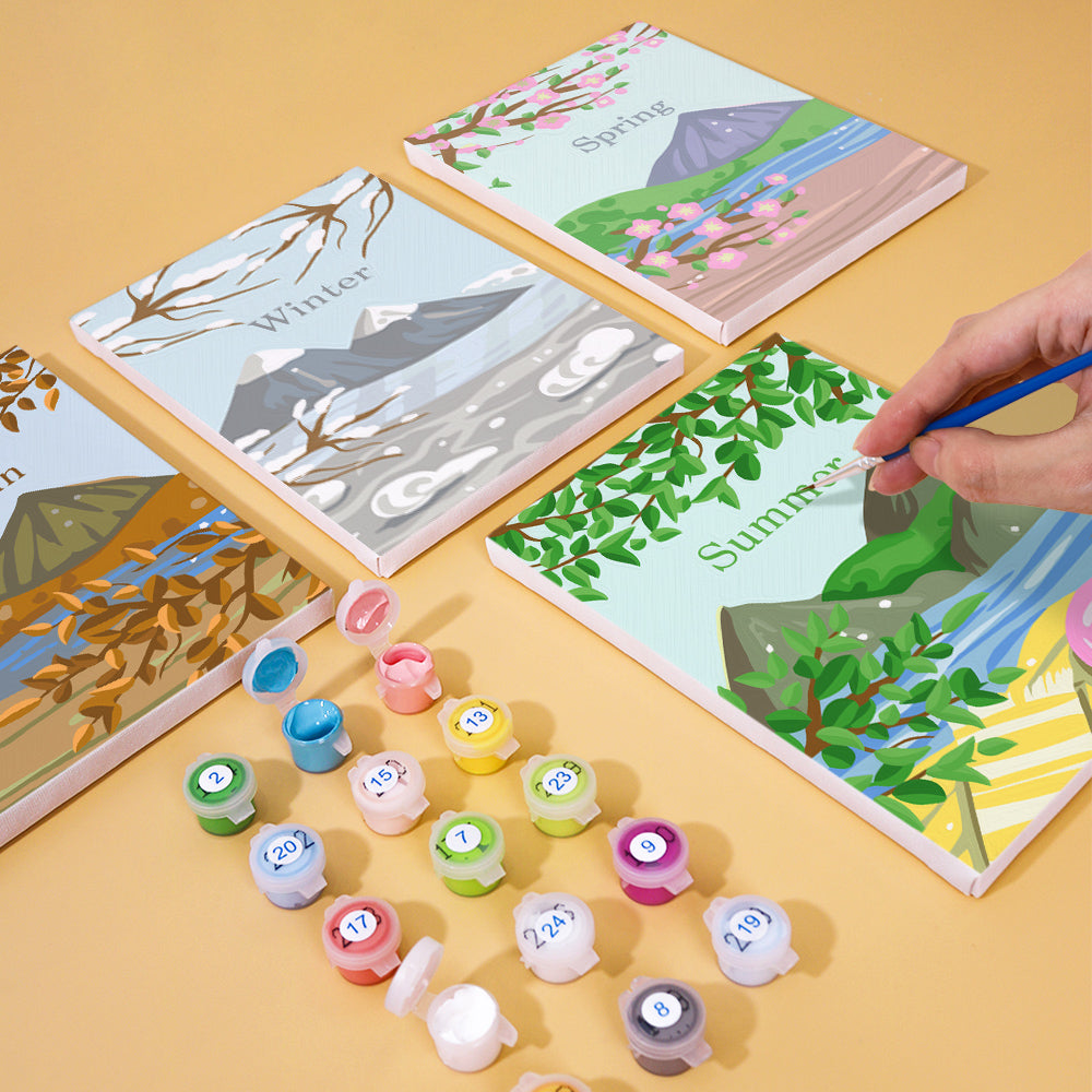 Paint by numbers artwork of a peaceful lake in the Nature’s Cycle range