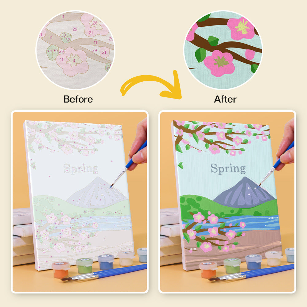 Spring cherry blossom paint by numbers design from Nature’s Cycle