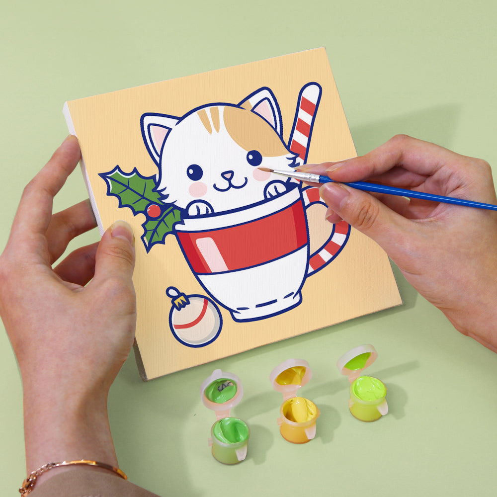 Adorable cat illustration ready for painting by numbers