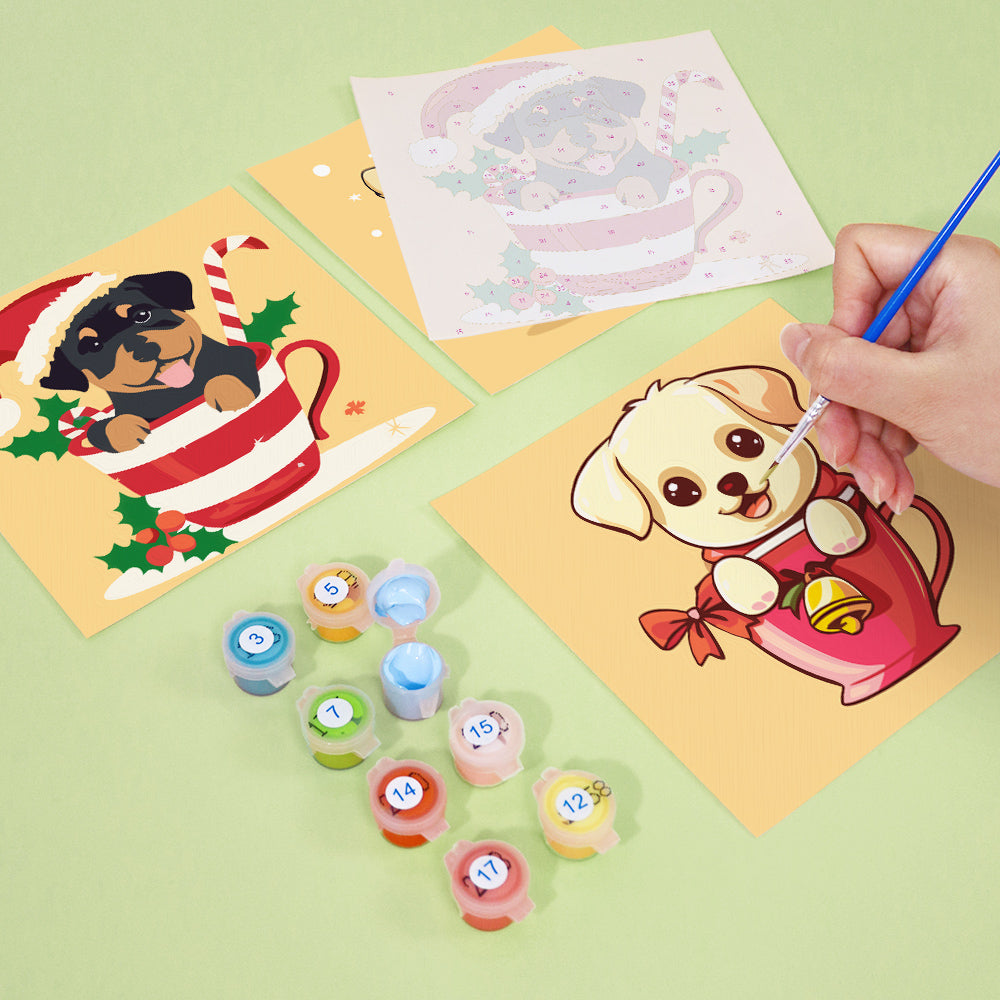 Small paint by numbers set with cute canine theme