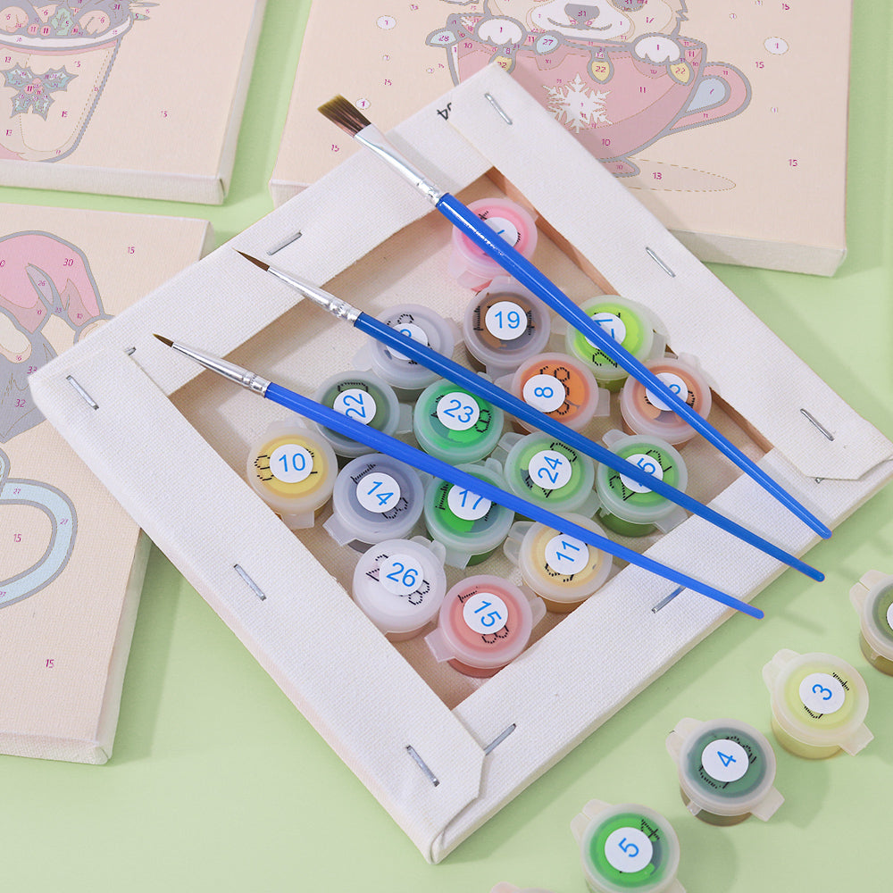 Relaxing paint by numbers kit with cozy dog design