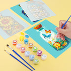 Partially painted Bottled Wonders Mini Paint by Numbers Kit showing detailed brushwork