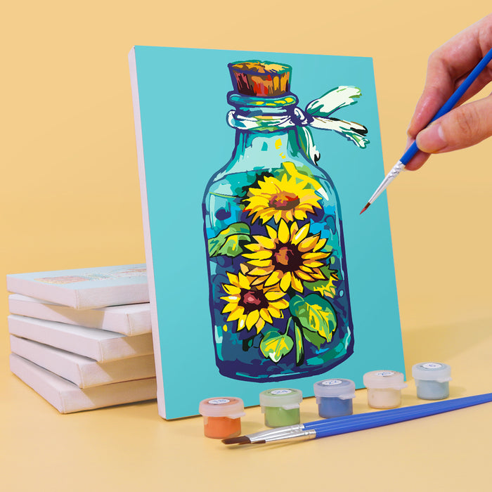Bottled Wonders Mini Paint by Numbers Kit with a vibrant sunset scene