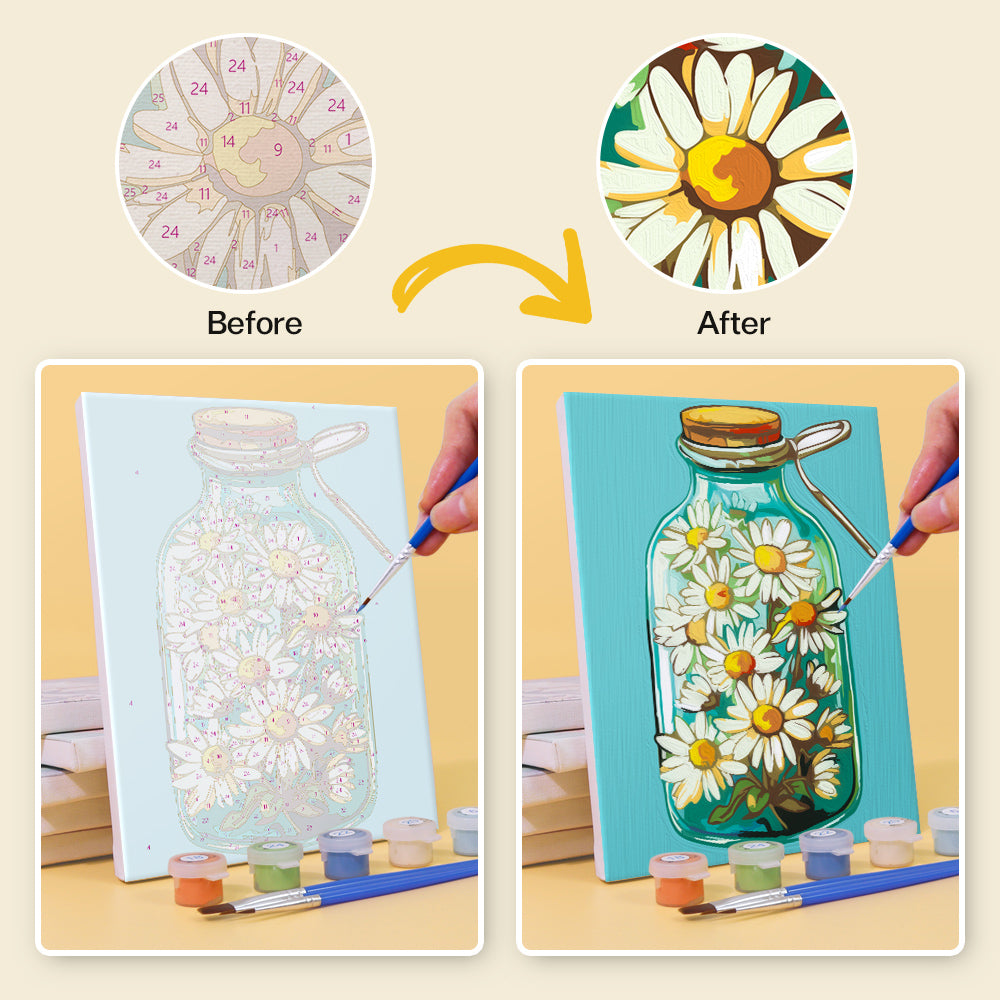 Bottled Wonders Mini Paint by Numbers Kit of a tropical beach scene