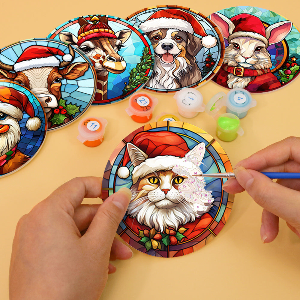 Christmas craft kit Holiday Pals, paint by numbers set for seasonal home décor.