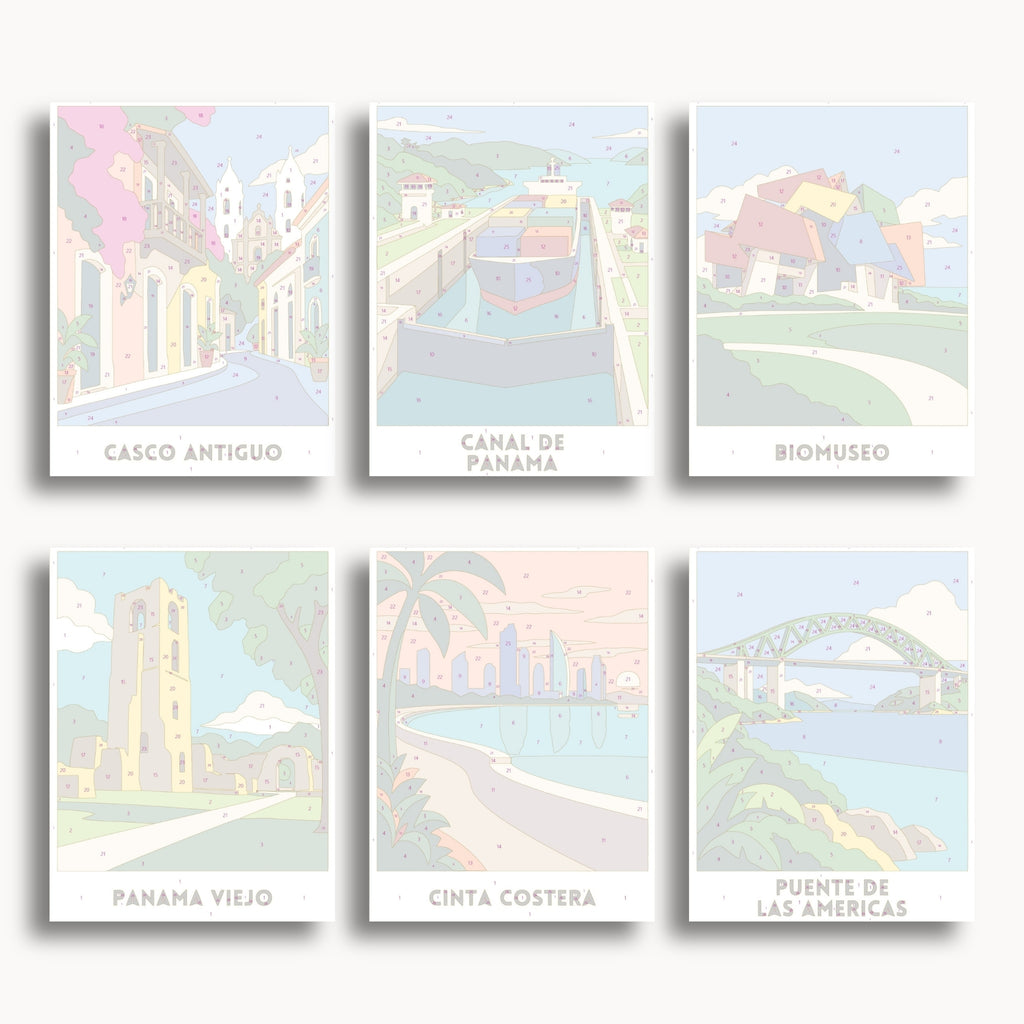 Panama City travel poster mini paint by numbers collection