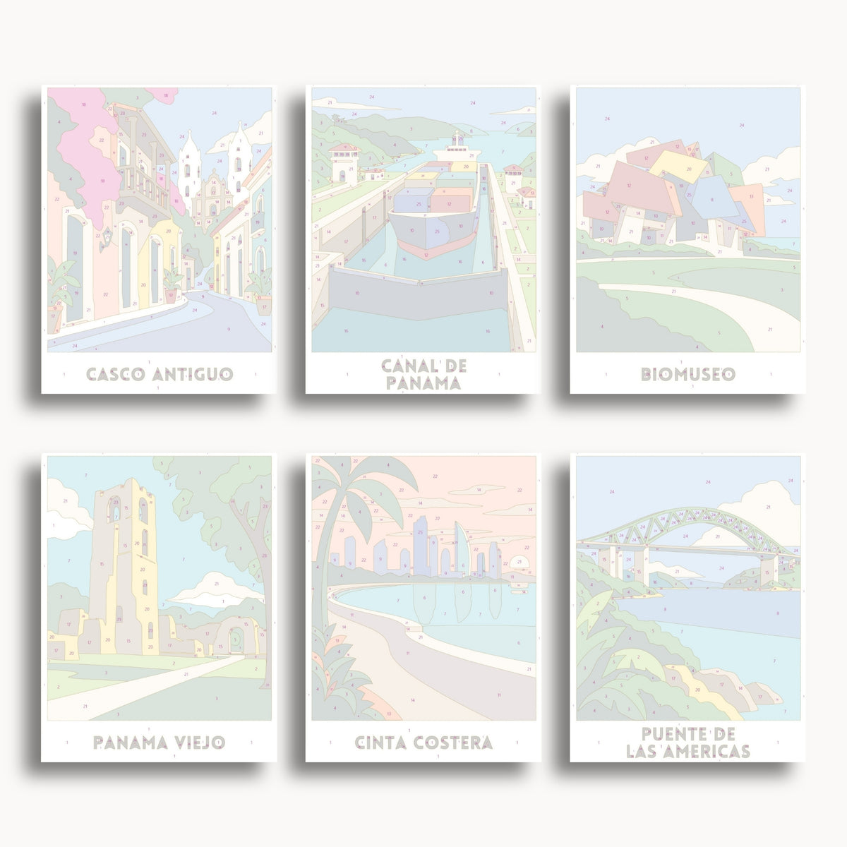 Panama City travel poster mini paint by numbers collection