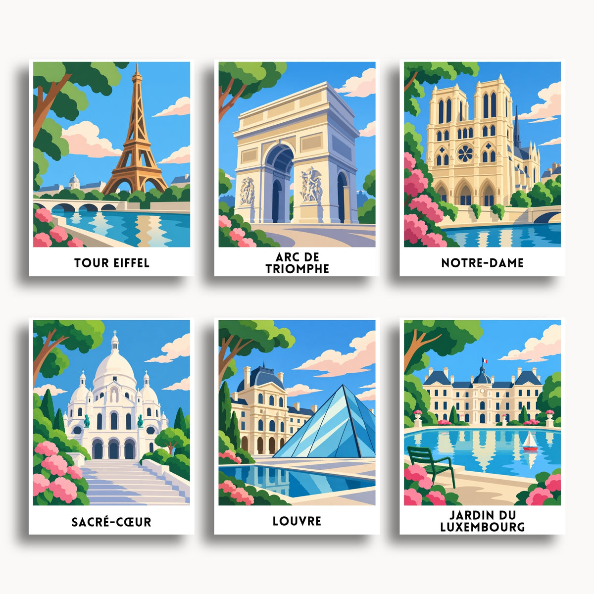Paris travel poster mini paint by numbers collection
